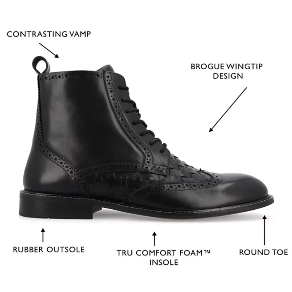 Thomas & Vine Men's Legacy Wingtip Ankle Dress Boots - Picture 2 of 5